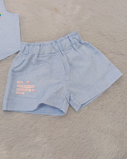 G.SET A447 Girls Cord Set – Sleeveless Vest & Shorts Co-Ord Set | He and She