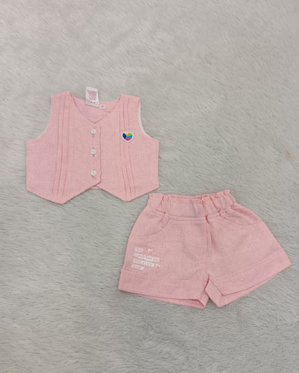 G.SET A447 Girls Cord Set – Sleeveless Vest & Shorts Co-Ord Set | He and She