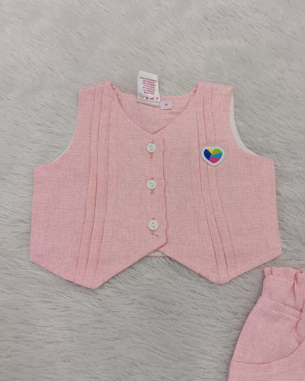 G.SET A447 Girls Cord Set – Sleeveless Vest & Shorts Co-Ord Set | He and She