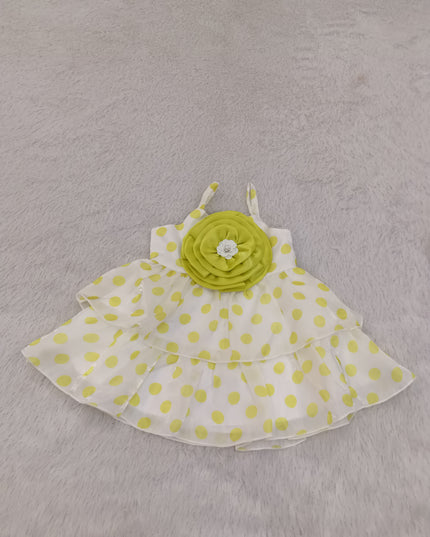 G.FROCK A449 Girls Polka Dot Layered Frock with Flower Detail – He And She