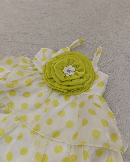 G.FROCK A449 Girls Polka Dot Layered Frock with Flower Detail – He And She