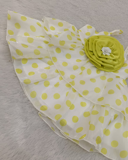 G.FROCK A449 Girls Polka Dot Layered Frock with Flower Detail – He And She