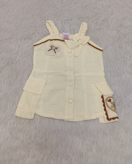 GIRL MIDI A444 Girls Ivory Midi Dress – Bow & Lace Detail Casual Dress | He and She