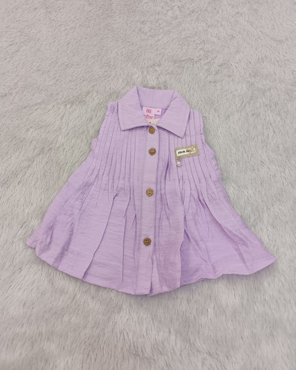 G.FROCK A446 Girls Lilac Frock – Pleated Collar Midi Dress | He and She