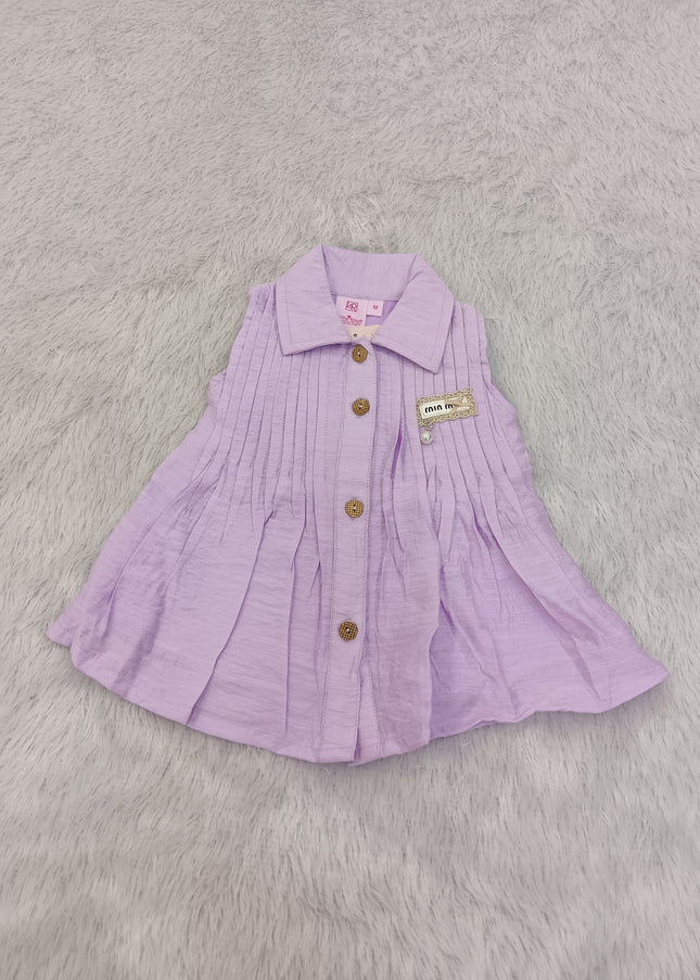 G.FROCK A446 Girls Lilac Frock – Pleated Collar Midi Dress | He and She