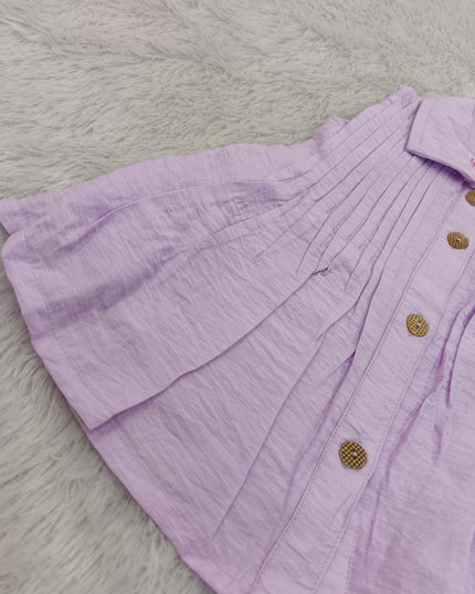 G.FROCK A446 Girls Lilac Frock – Pleated Collar Midi Dress | He and She