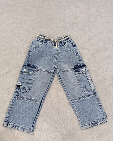 B. JEANS A461 Boys Light Blue Baggy Cargo Jeans | Relaxed Fit Denim Pants – He & She