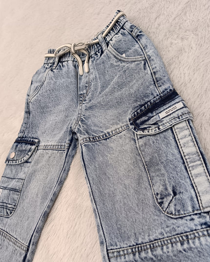 B. JEANS A461 Boys Light Blue Baggy Cargo Jeans | Relaxed Fit Denim Pants – He & She