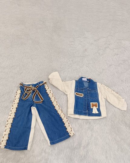 GIRLS SET CODE-A416 Girls Cord Set with Denim Jacket – 3 Piece Stylish Outfit | He & She