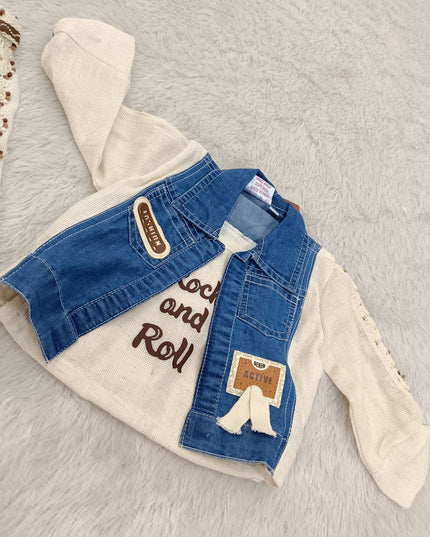 GIRLS SET CODE-A416 Girls Cord Set with Denim Jacket – 3 Piece Stylish Outfit | He & She