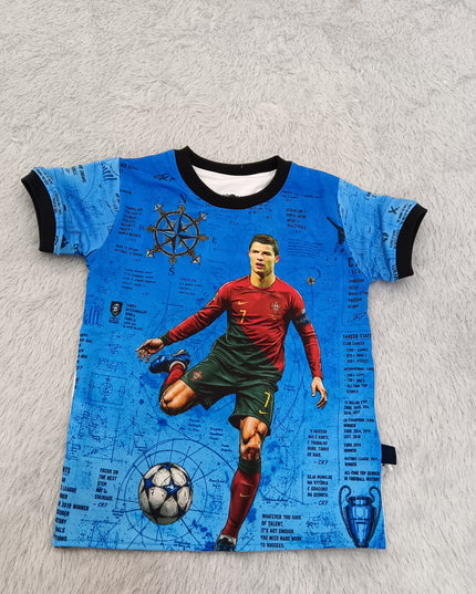 B.TSHIRT A464 Boys Blue Football Graphic T-Shirt | He And She