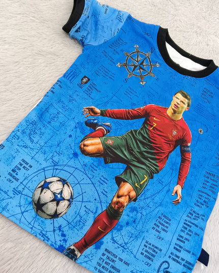 B.TSHIRT A464 Boys Blue Football Graphic T-Shirt | He And She