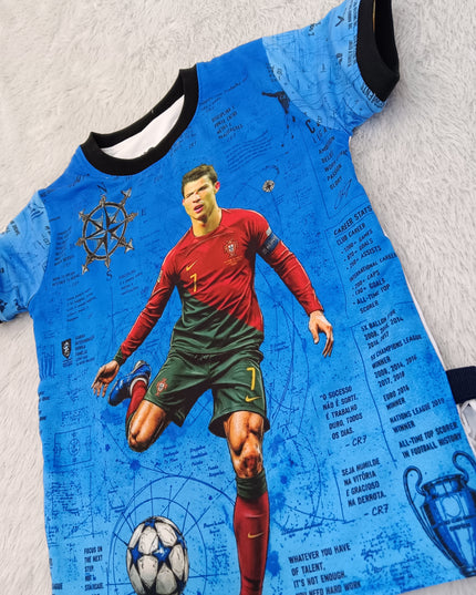 B.TSHIRT A464 Boys Blue Football Graphic T-Shirt | He And She