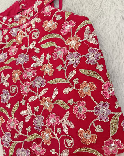 G.PLAZO SET A471 Girls Pink Embroidered Palazzo Set | He And She