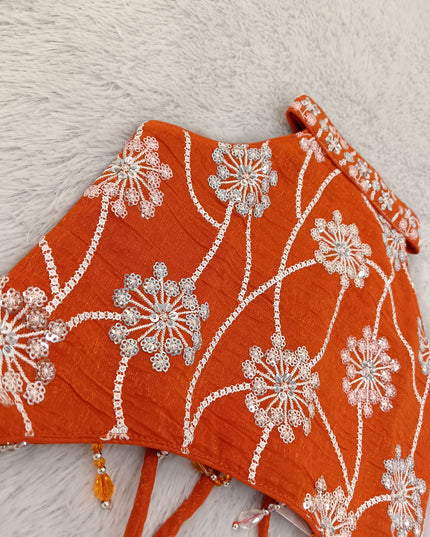 GIRLS PLAZO SET A442 Girls Orange Palazzo Set – Embroidered Halter Top & Flared Pants | He and She