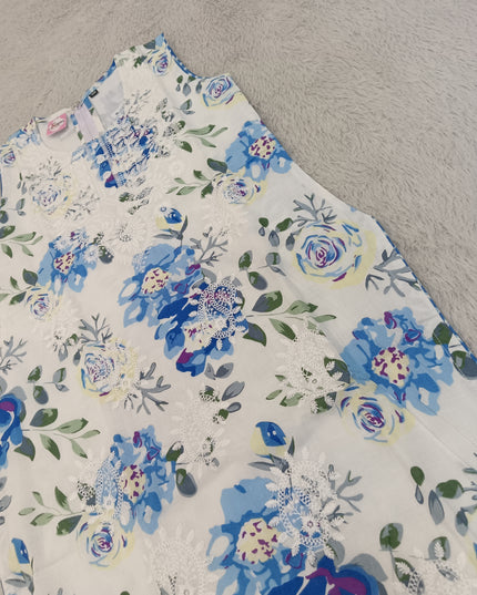 G.KURTI SET A473 Girls Cotton Kurti Set with Palazzo Pants – Floral Printed Ethnic Wear | He And She