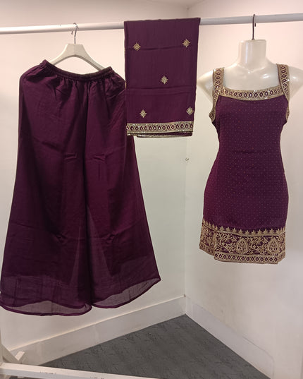 A478 CODE L PALAZO SET Women’s Embroidered Palazzo Set with Dupatta