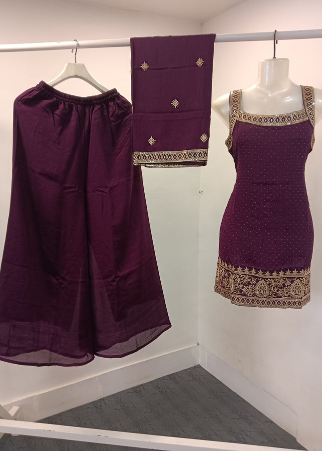 A478 CODE L PALAZO SET Women’s Embroidered Palazzo Set with Dupatta