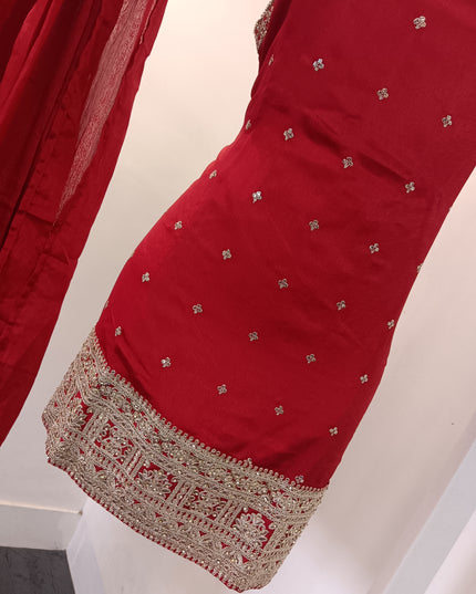 L.PLAZO A475 Women’s Embroidered Palazzo Set with Dupatta