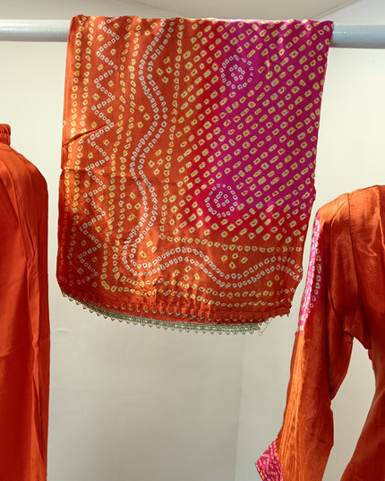 LADIES PLAZO SET A527 Women’s Rust Orange Anarkali Kurti Set with Dupatta & Pants