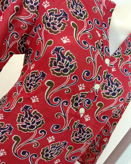 LADIES DRESS A479 Women’s Red Printed Kurti Set with Dupatta & Matching Pants | He And She