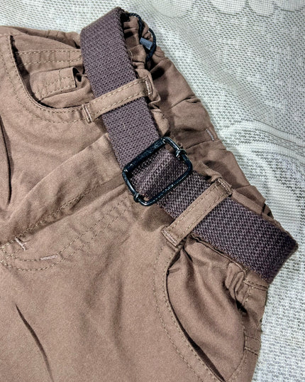 He & She Boys Brown Cotton Cargo Jeans | Stylish Multi-Pocket Kids Pants | Comfortable Casual Wear