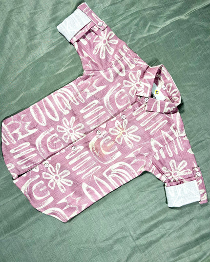 Boys Pink Printed Casual Shirt – Stylish Half Sleeve Kids Cotton Shirt |