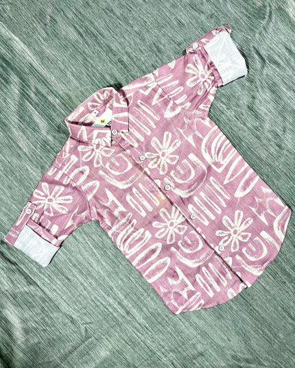 Boys Pink Printed Casual Shirt – Stylish Half Sleeve Kids Cotton Shirt |