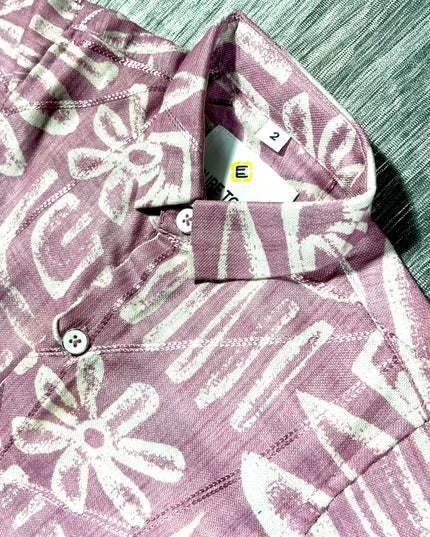 Boys Pink Printed Casual Shirt – Stylish Half Sleeve Kids Cotton Shirt |