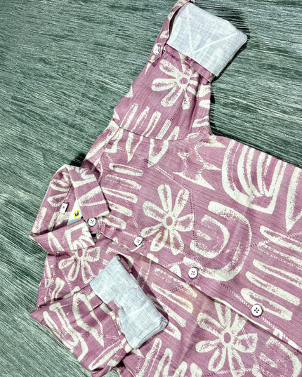 Boys Pink Printed Casual Shirt – Stylish Half Sleeve Kids Cotton Shirt |