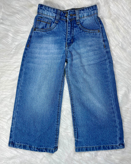 He And She Unisex Kids Wide Leg Denim Jeans | Stylish Relaxed Fit Casual Jeans