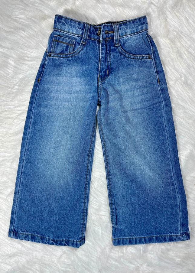 He And She Unisex Kids Wide Leg Denim Jeans | Stylish Relaxed Fit Casual Jeans