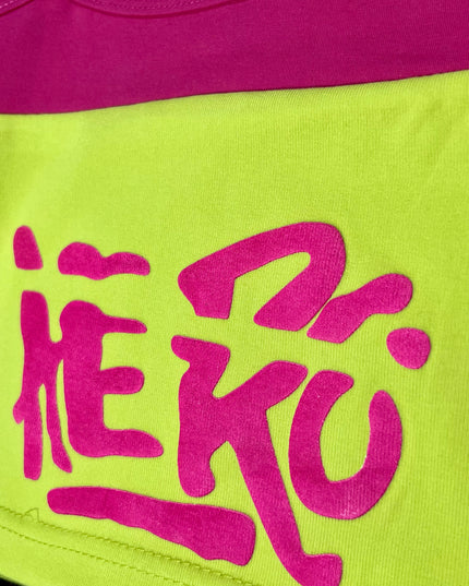 He and She Girls' Neon Graffiti Crop Top – Y2K Streetwear Graphic Cami