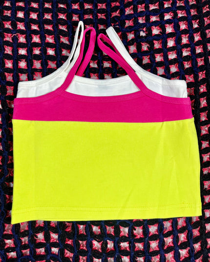 He and She Girls' Neon Graffiti Crop Top – Y2K Streetwear Graphic Cami