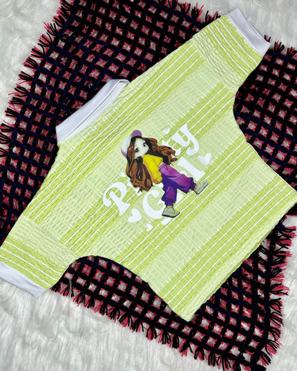 Girls Lime Green Polo Neck Top | Casual Summer Top for Kids