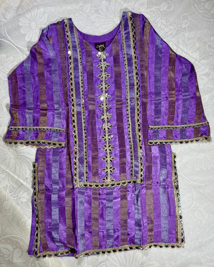 He and She Women’s Purple Ethnic Palazzo Set with Dupatta | Elegant Kurta Palazzo Suit Set