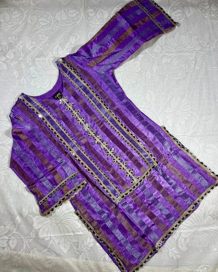 He and She Women’s Purple Ethnic Palazzo Set with Dupatta | Elegant Kurta Palazzo Suit Set