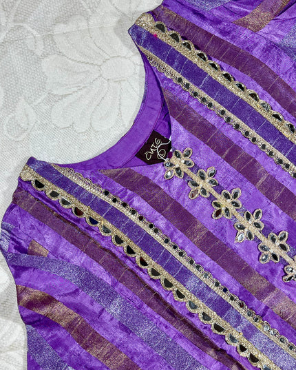 He and She Women’s Purple Ethnic Palazzo Set with Dupatta | Elegant Kurta Palazzo Suit Set