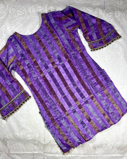 He and She Women’s Purple Ethnic Palazzo Set with Dupatta | Elegant Kurta Palazzo Suit Set
