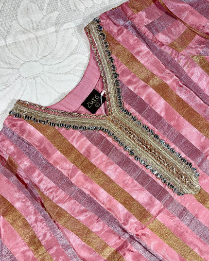 He and She Women’s Pink Embroidered Palazzo Set with Dupatta | Elegant Ethnic Kurta Set