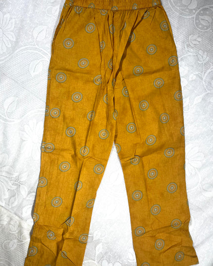 He and She Women’s Mustard Ethnic Printed Kurti Pant Set with Dupatta