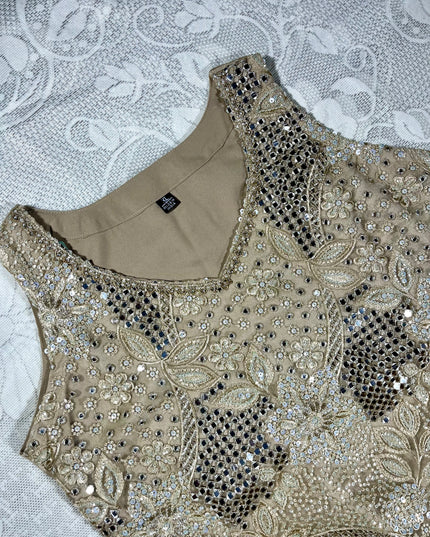 He and She Women’s fawn Embroidered Palazzo Set with Dupatta | Festive & Wedding Wear Kurta Set