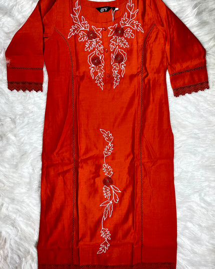 He and She Women’s Rust Orange Embroidered Palazzo Set with Dupatta