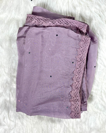 He and She Women’s Lavender Embroidered Kurta Pant Dupatta Set | Ethnic Wear Suit Set for Festive & Party Wear