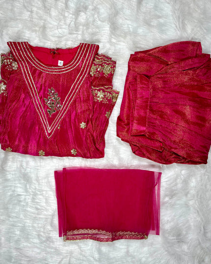 He and She Girls Embroidered Palazzo Set | Stylish Ethnic Kurti Palazzo Dress for Girls