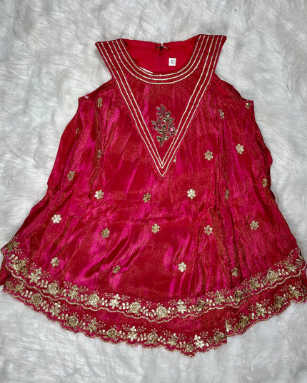 He and She Girls Embroidered Palazzo Set | Stylish Ethnic Kurti Palazzo Dress for Girls