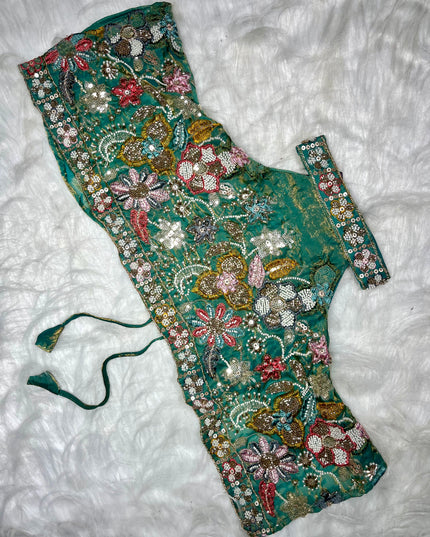 Girls Teal Embroidered Palazzo Set with Dupatta | Ethnic Party Wear for Kids