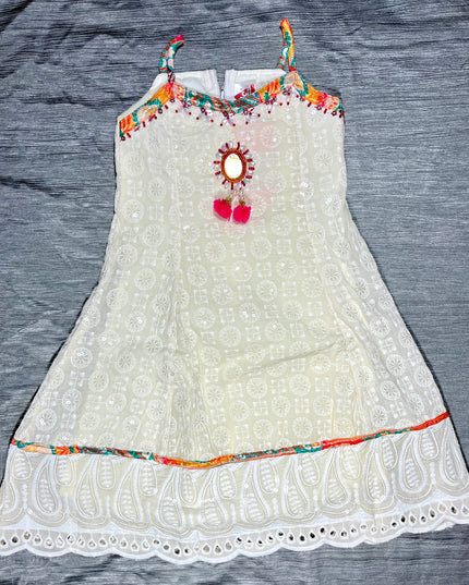 Girls Cream Ethnic Kurta Set with Pants – Festive Wear Outfit | He & She