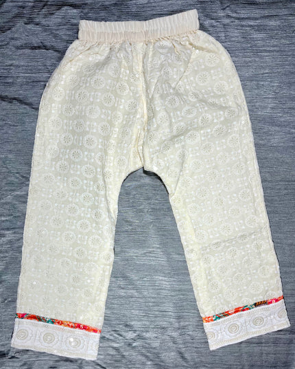 Girls Cream Ethnic Kurta Set with Pants – Festive Wear Outfit | He & She