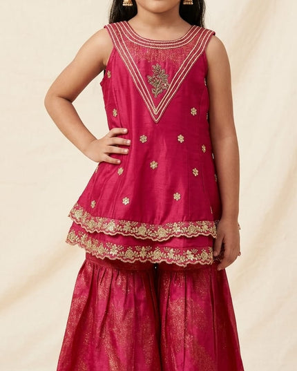He and She Girls Embroidered Palazzo Set | Stylish Ethnic Kurti Palazzo Dress for Girls